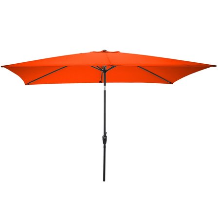 Alaterre Furniture 8 Piece Set, Okemo Table with 6 Chairs, 10-Foot Rectangular Umbrella Orange ANOK01RE03S6